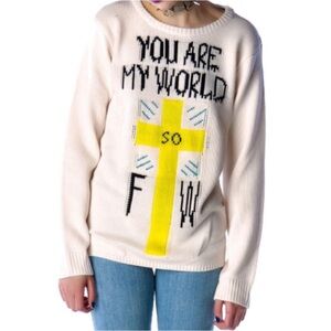 UNIF You are my World Sweater Size Small Cream Goth Gothic Whimsigoth